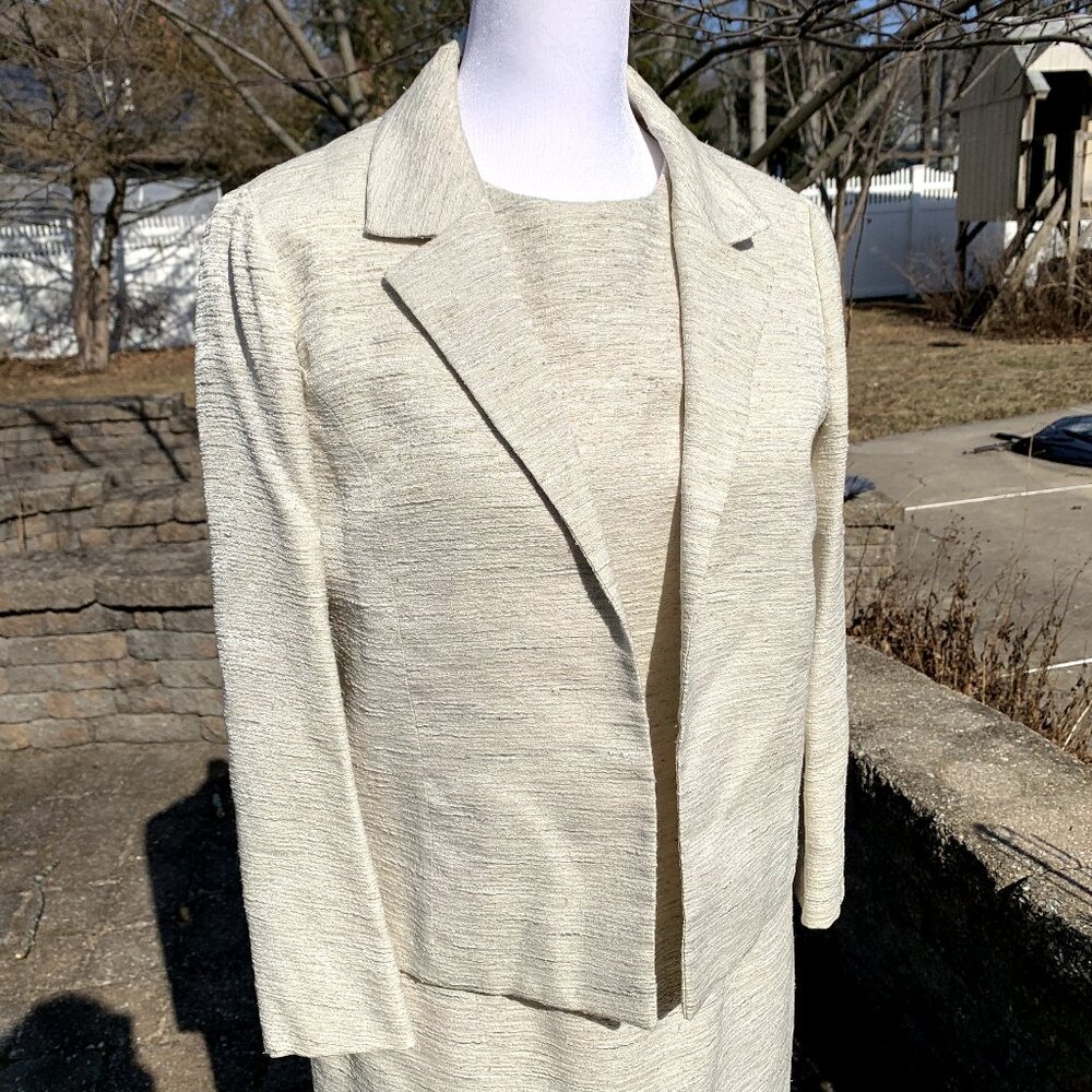 Vintage Handmade Linen Sleeveless Dress and Blazer Set